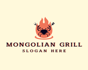 Crab Barbecue Grill logo design