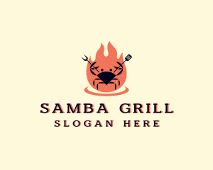 Crab Barbecue Grill logo design