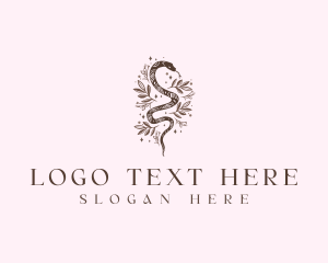 Slithering - Floral Cosmic Snake logo design