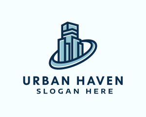 Blue Apartment Building logo design