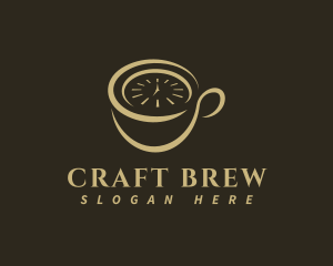 Brewed - Coffee Cup Clock logo design