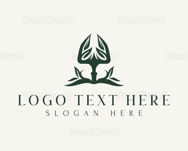 Shovel Gardening Leaf Logo