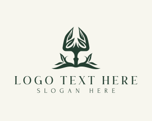 Landscaping Tool - Shovel Gardening Leaf logo design