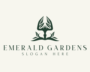 Shovel Gardening Leaf logo design