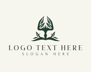 Farming - Shovel Gardening Leaf logo design