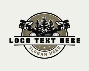 Pine Tree - Chainsaw Logging Wood logo design