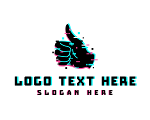 Like - Thumbs Up Glitch logo design