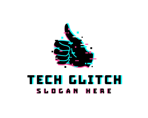 Thumbs Up Glitch logo design