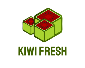 Kiwi - Watermelon Fruit Cubes logo design