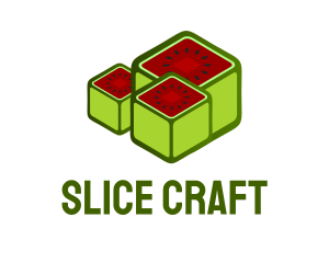 Sliced - Watermelon Fruit Cubes logo design