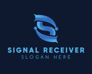 Blue Tech Letter S logo design