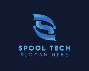 Blue Tech Letter S logo design