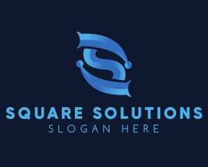 Blue Tech Letter S logo design