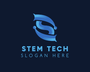 Blue Tech Letter S logo design