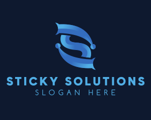 Blue Tech Letter S logo design