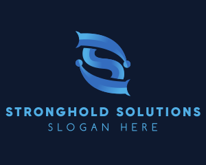 Blue Tech Letter S logo design