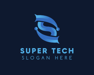 Blue Tech Letter S logo design