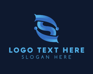 Initial - Blue Tech Letter S logo design