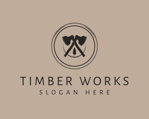 Lumber - Axe Lumber Woodcutting logo design