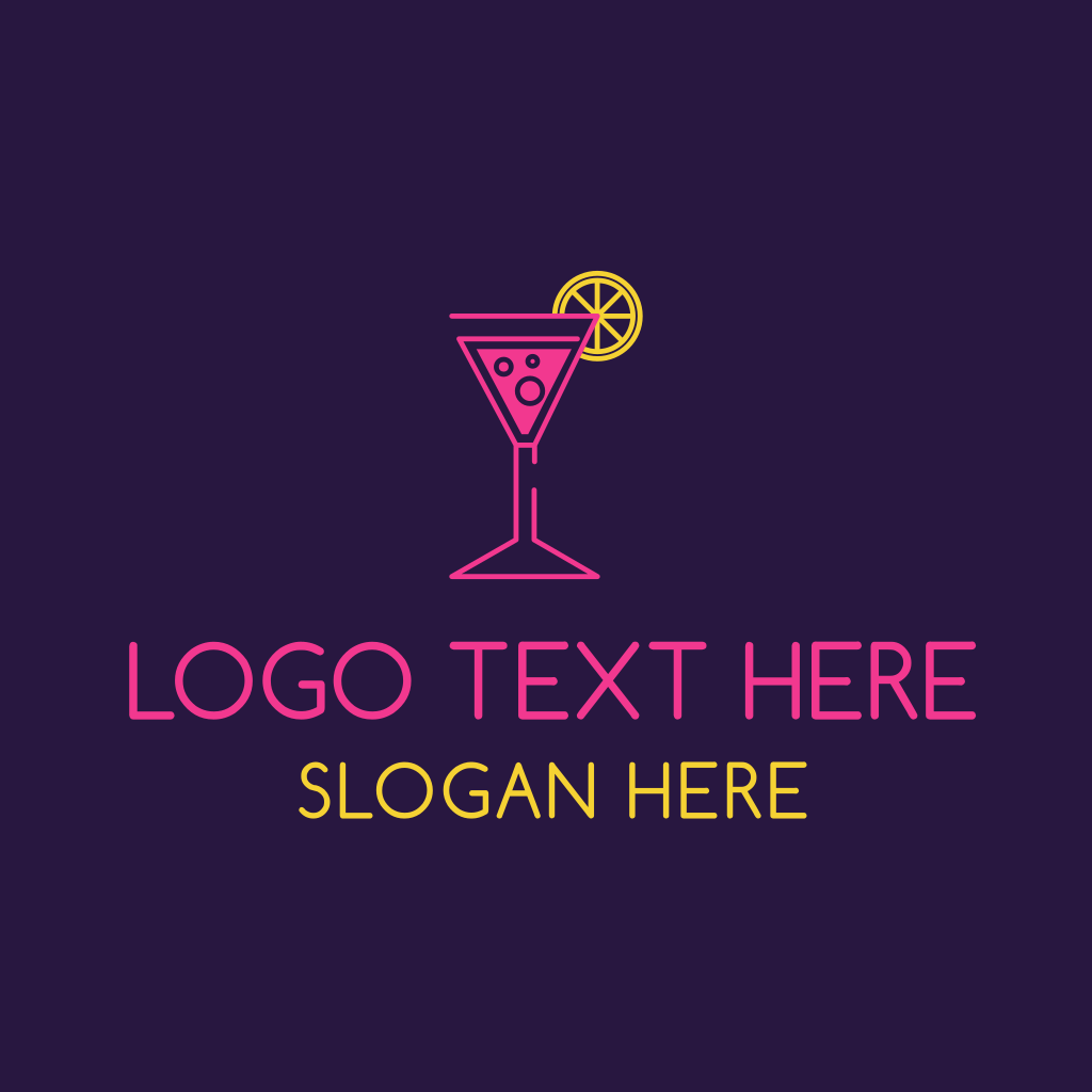 Neon Lemon Cocktail Glass Logo | BrandCrowd Logo Maker