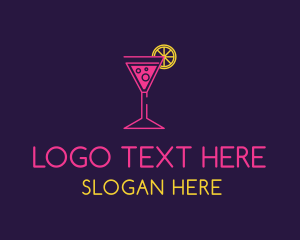 Neon Lemon Cocktail Glass Logo