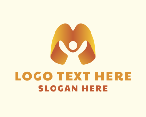 Public Relations - Orange Person Letter M logo design