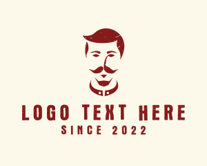 Haircut - Asian Moustache Man logo design