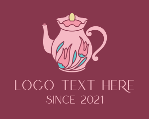 Tea Party - Pink Floral Teapot logo design