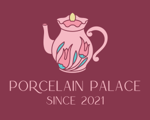 Porcelain - Pink Floral Teapot logo design