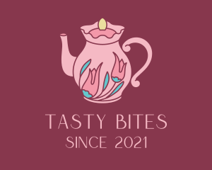 Delicious - Pink Floral Teapot logo design