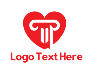 Dating - Red Heart Column logo design