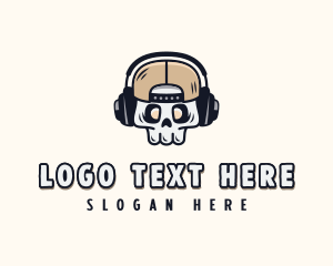 Hat - Skull Media Headset logo design