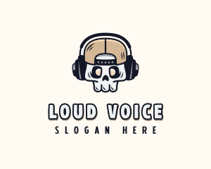 Skull Media Headset logo design