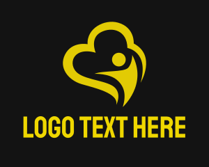 Remote Work - Yellow Cloud Human logo design