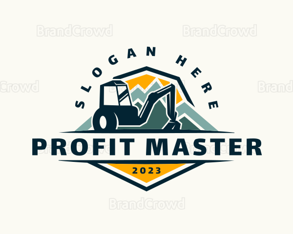 Backhoe Construction Mountain Logo
