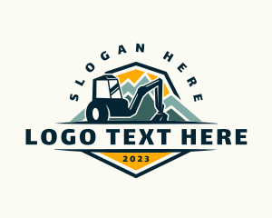 Hill - Backhoe Construction Mountain logo design
