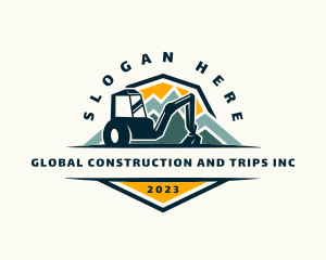 Backhoe Construction Mountain logo design