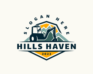 Backhoe Construction Mountain logo design