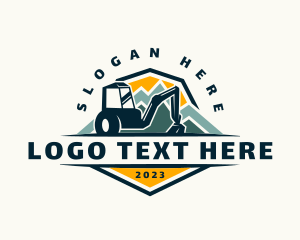 Backhoe Construction Mountain Logo