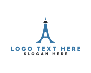 Blue Tower - Eiffel Tower Tourism logo design