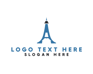 Radio Tower - Eiffel Tower Tourism logo design