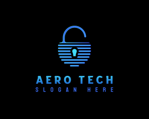 Padlock Security Tech logo design