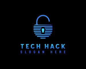 Padlock Security Tech logo design