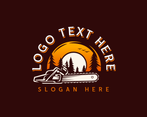 Logging - Sunset Forest Chainsaw logo design
