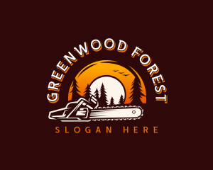 Sunset Forest Chainsaw  logo design