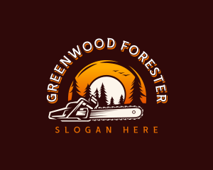 Sunset Forest Chainsaw  logo design