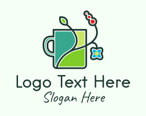 Cafe - Floral Plant Mug logo design