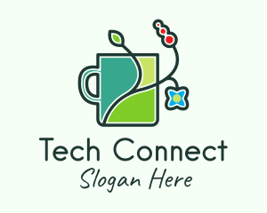 Tea Shop - Floral Plant Mug logo design
