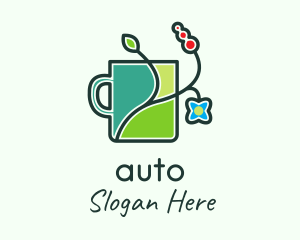 Coffee - Floral Plant Mug logo design