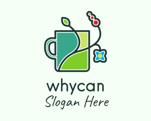 Coffee - Floral Plant Mug logo design